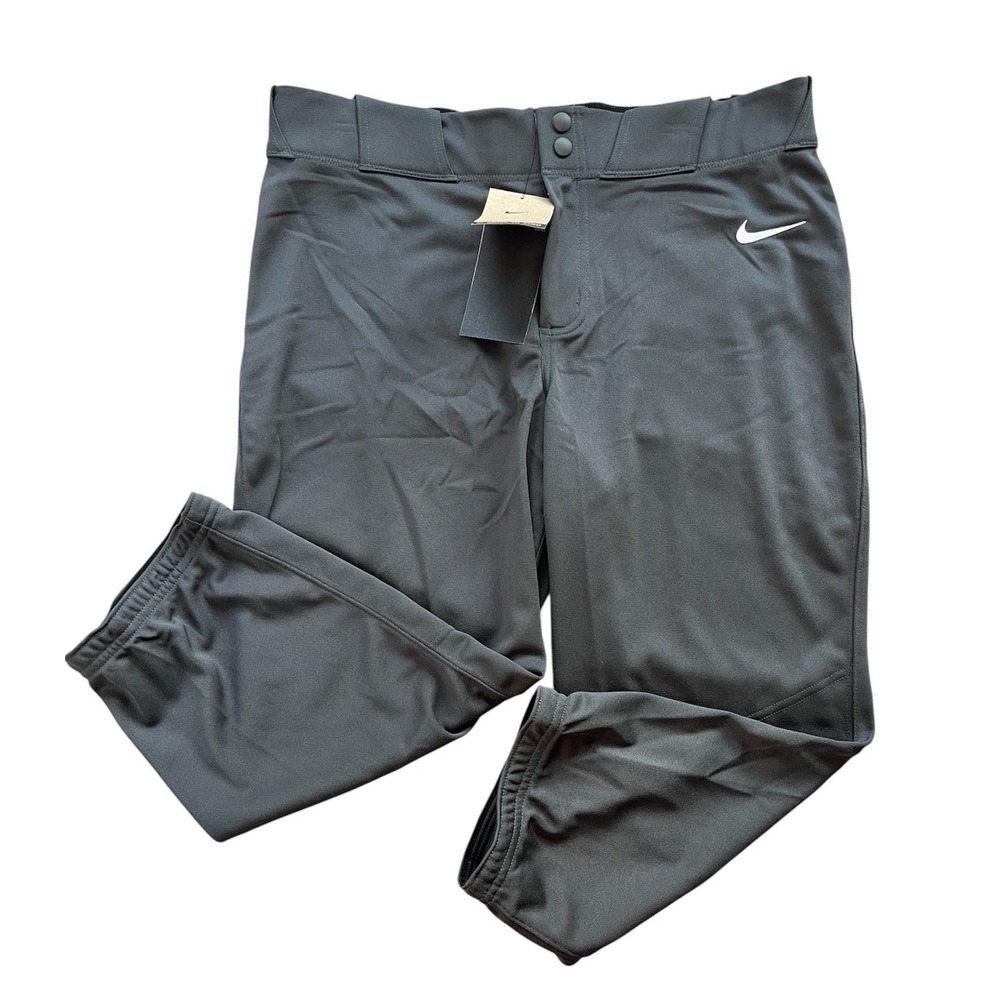 Nike Vapor Softball Pants Womans sz L Dark Gray Cropped Logo HF7745-060 NEW